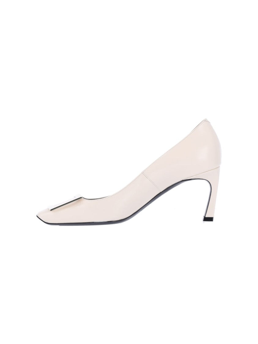Roger Vivier Cream Trompette Calf Leather Pumps