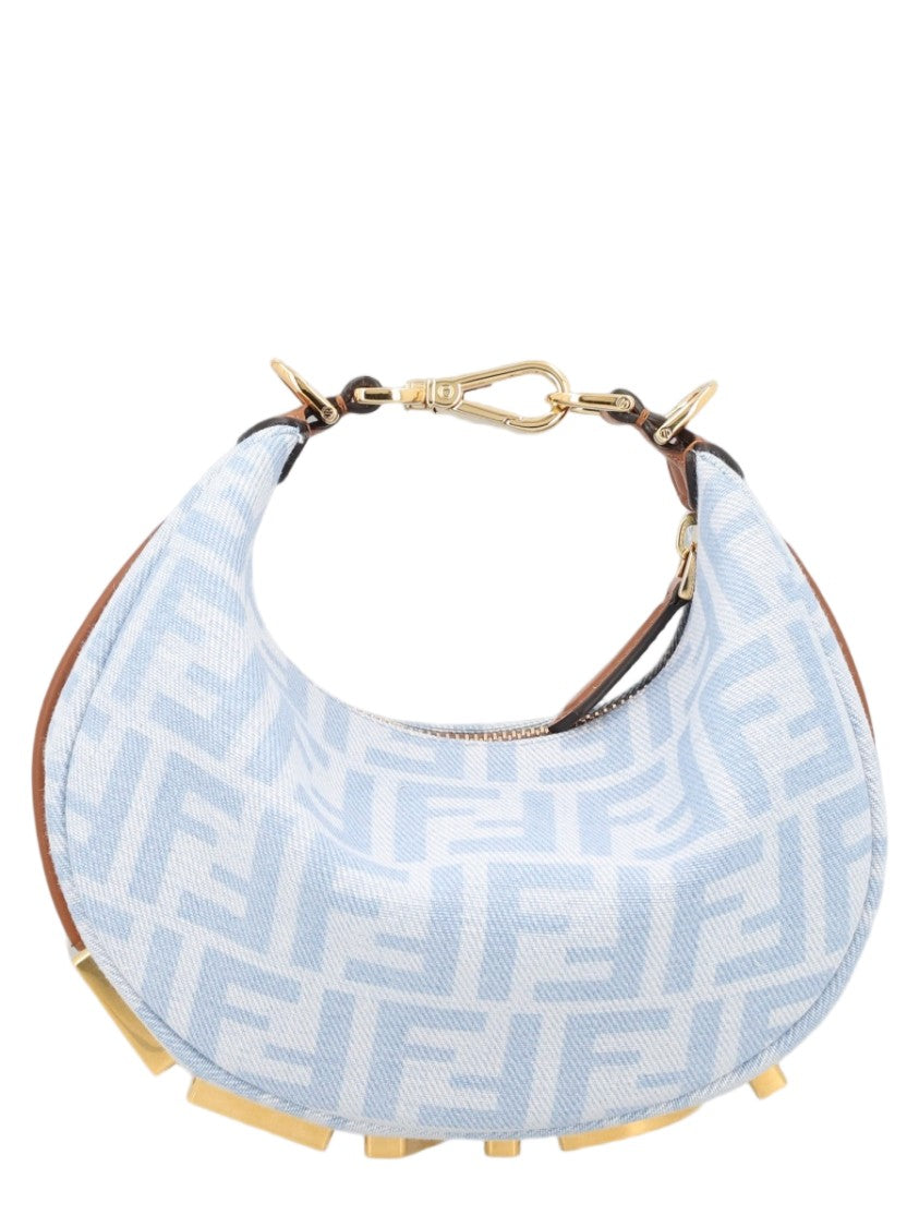 Fendi Mini Crescent-Shaped Jacquard Shoulder Bag
