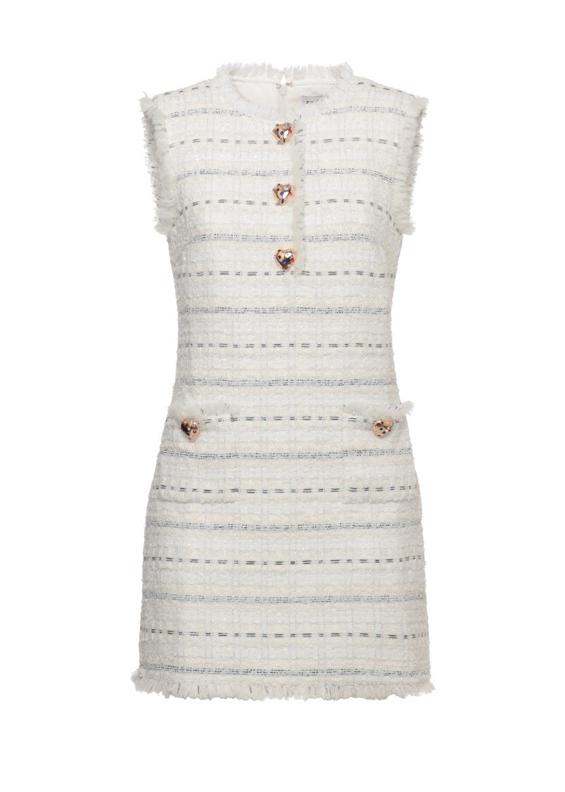 Self-Portrait Sleeveless Midi Dress With Fringed Edges And Jewel Accents