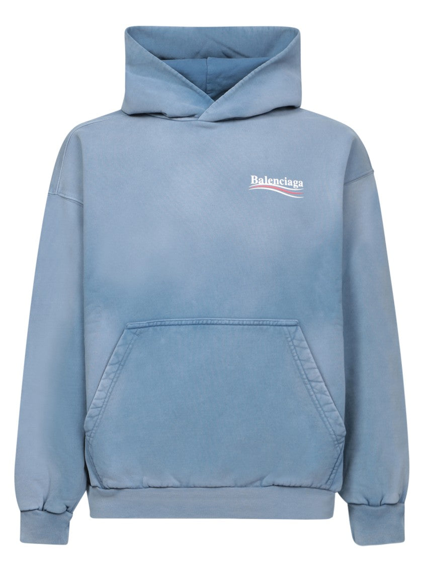 Balenciaga Hooded Cotton Sweatshirt With Political Logo And Kangaroo Pocket