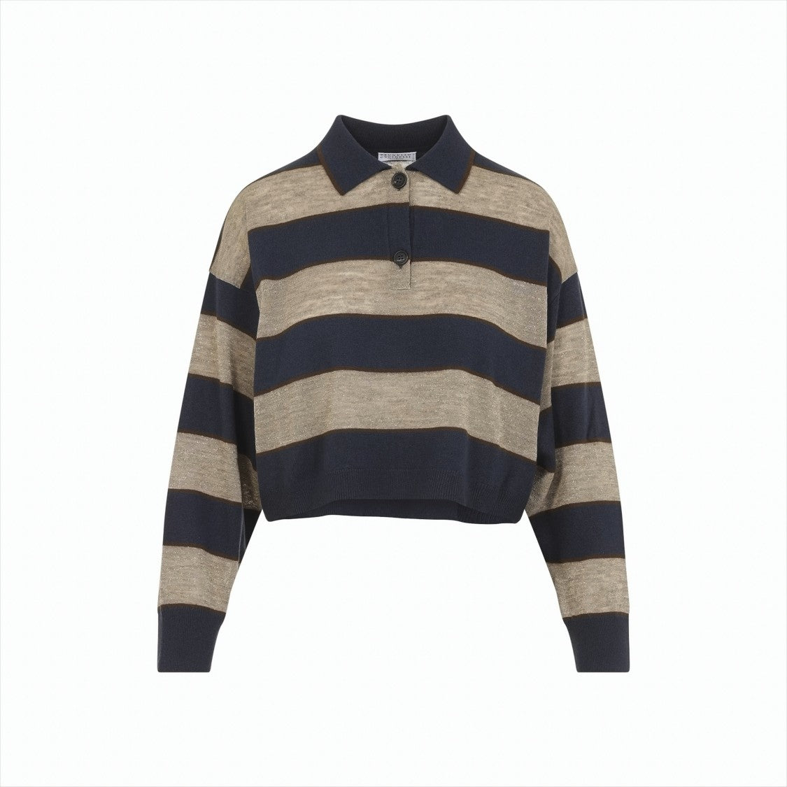 Brunello Cucinelli Blue Wool Jersey Striped Polo