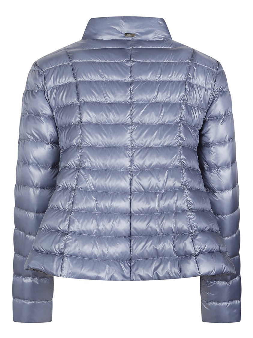 Herno Light Blue High Collar Nylon Down Jacket