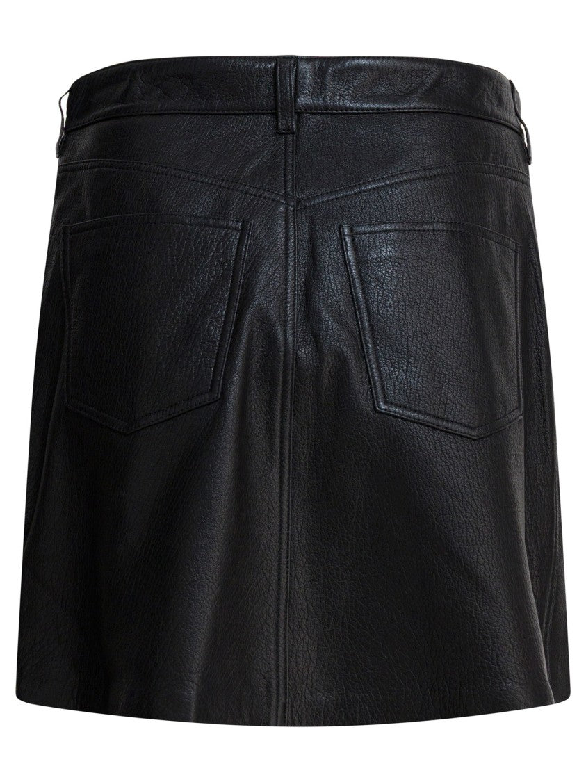 Ivy & Oak Short Leather Skirt With Fitted Waistband