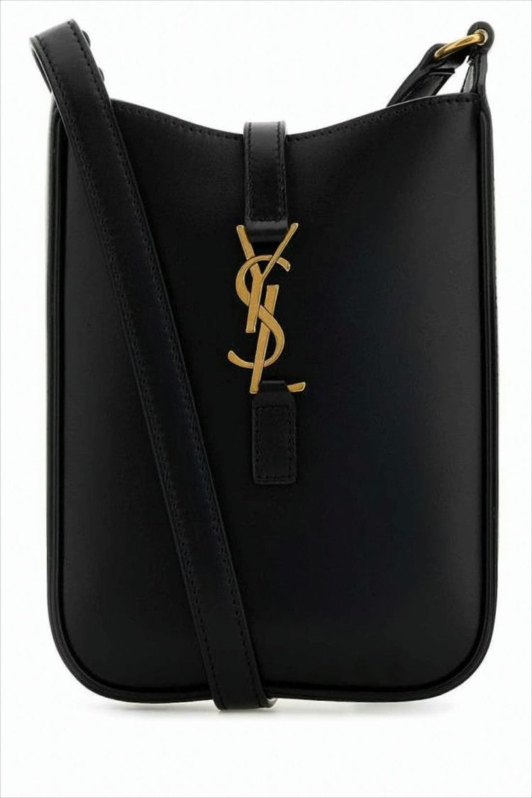 Saint Laurent Structured Rectangular Black Calf Leather Crossbody Bag