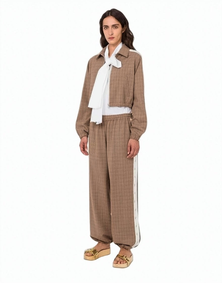 Moschino Cropped Checkered Jacket With Elasticated Hem