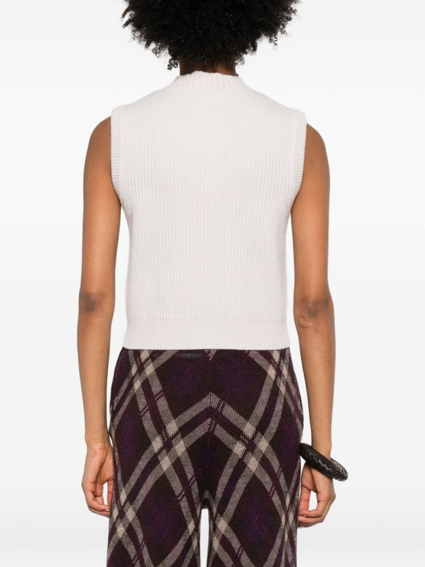 Forte Forte Ribbed Knit Vest With Metallic Button Closure