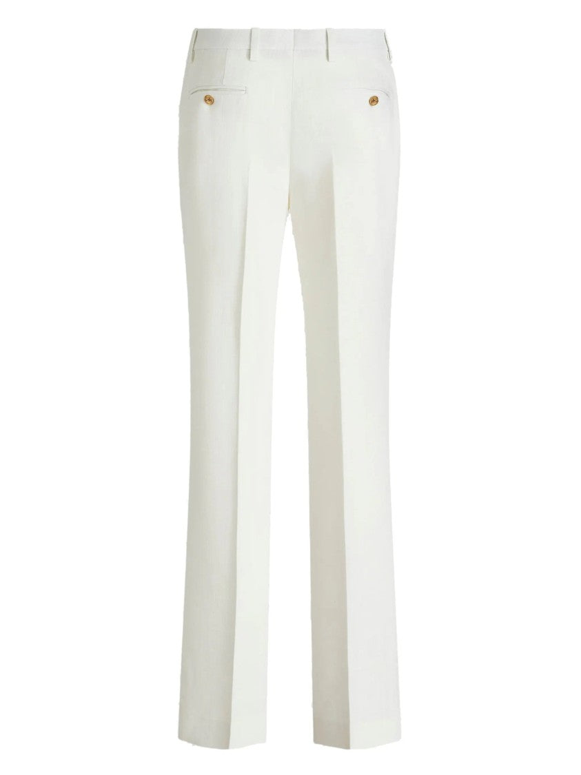 Etro Straight-Fit White Trousers With Flared Hem