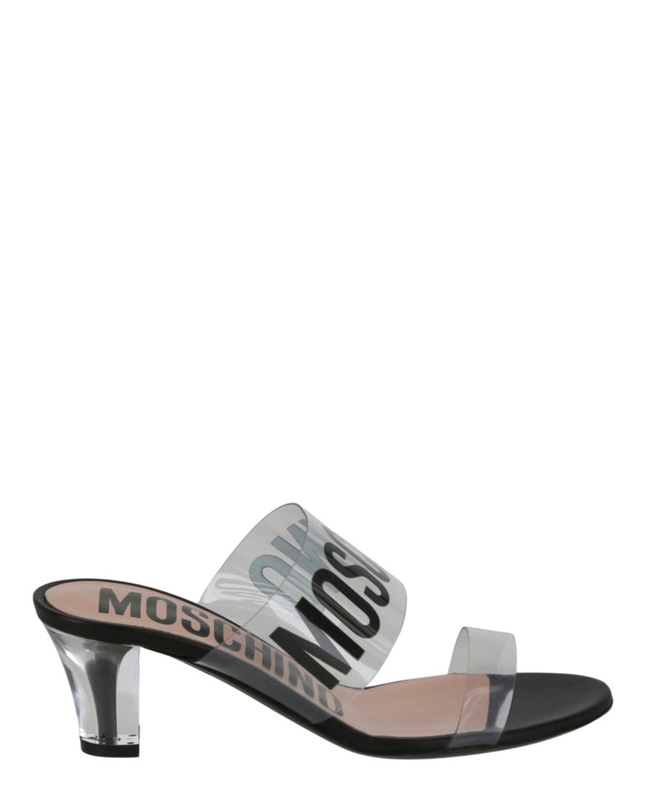 Moschino Logo Transparent Heel Sandals