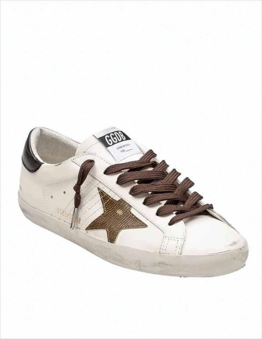 Golden Goose Distressed White Leather Low-Top Sneakers