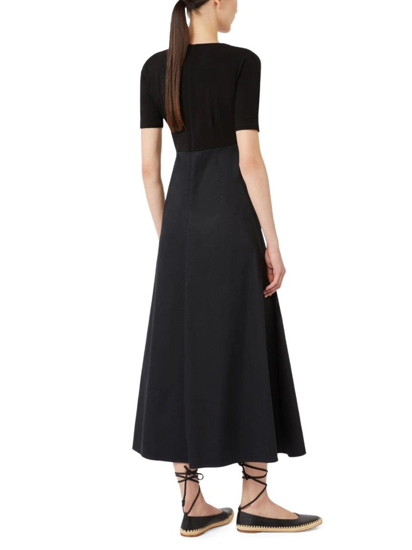 Max Mara Fitted Midi Dress With Draped Skirt And V-Neckline