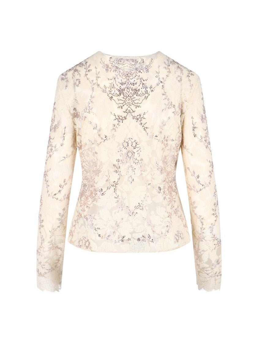 Ermanno Scervino Classic White Sweater With Ribbed Cuffs And Hem