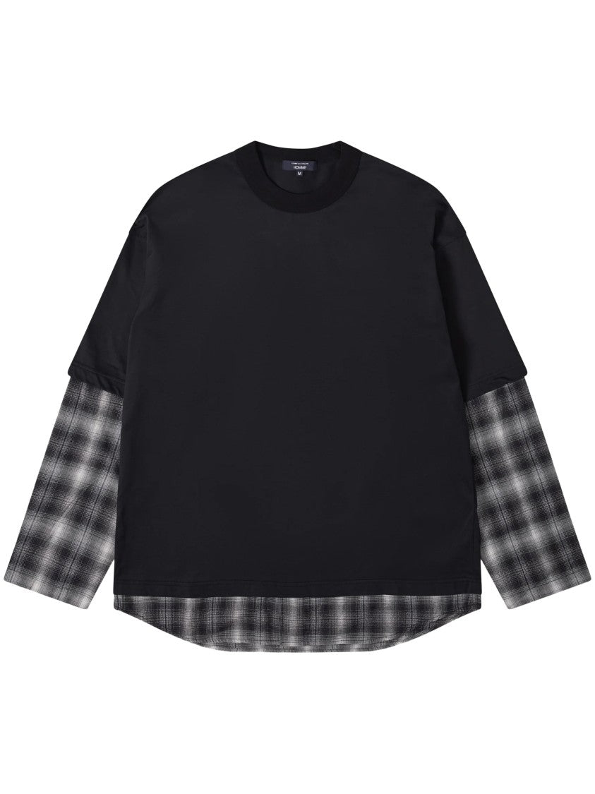 Comme Des Garçons Layered Black Plaid T-Shirt