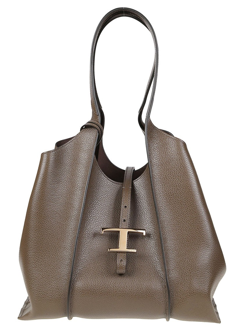 Tod's Small Tsb Structured Pebbled Calf Leather Tote Bag