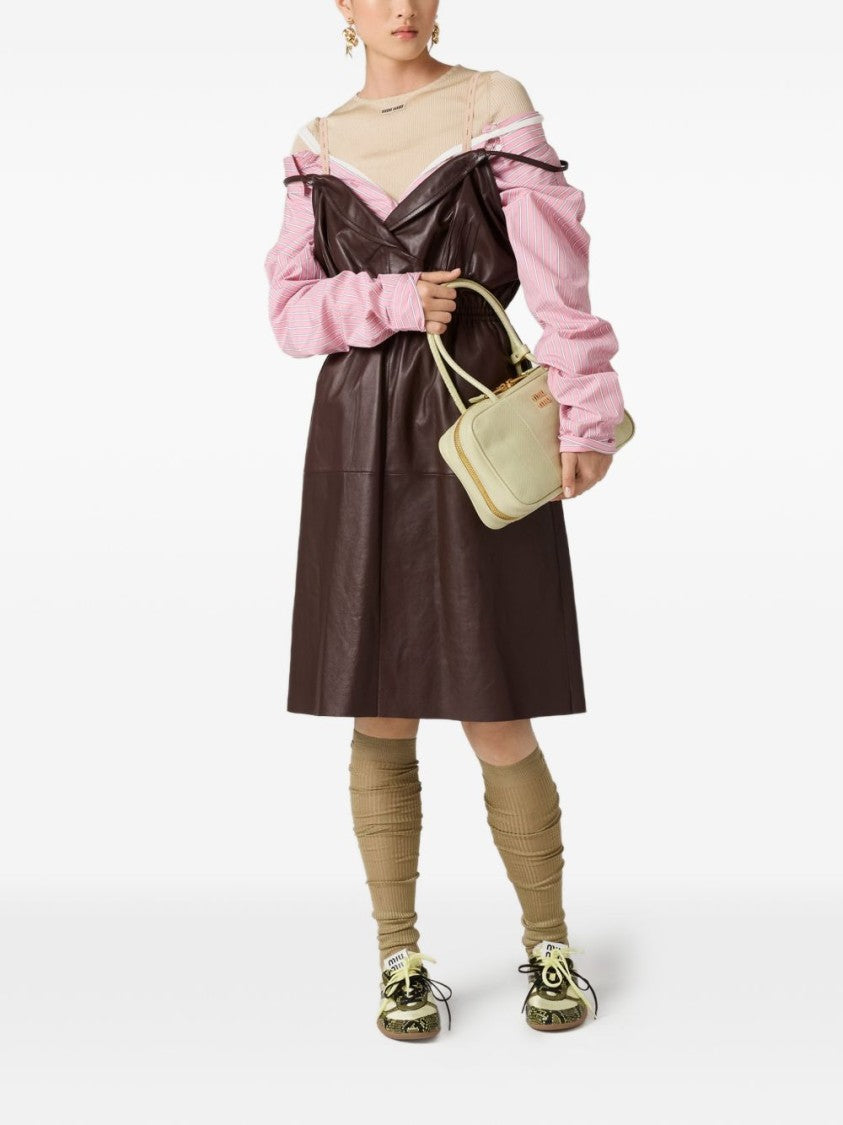 Miu Miu Striped Poplin Fitted Shirt Dress