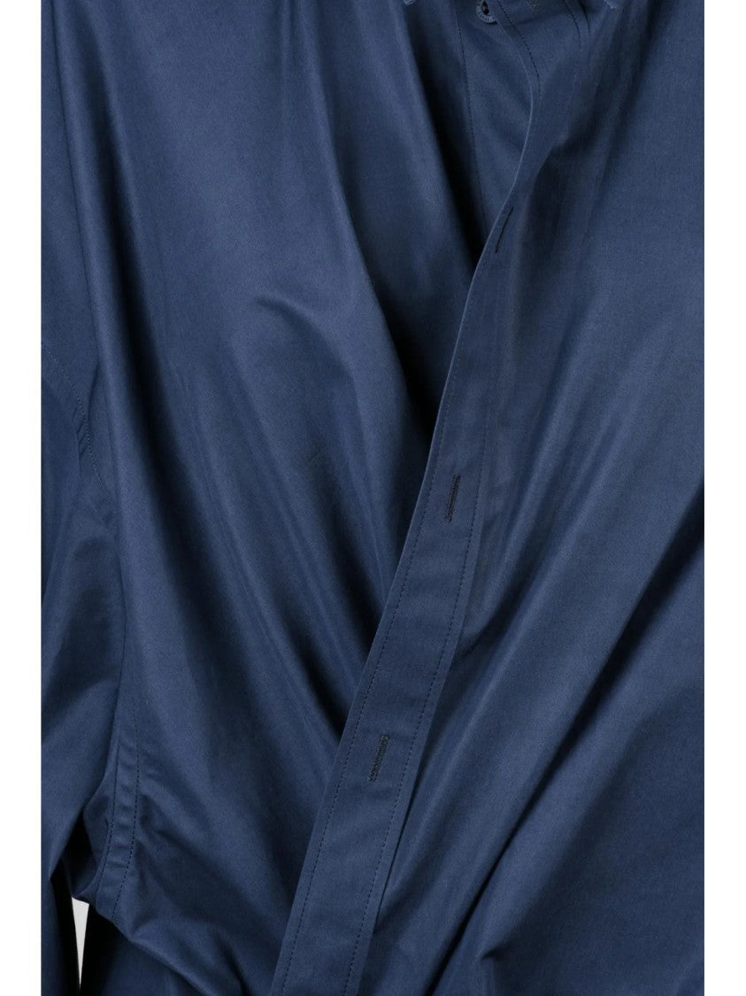Balenciaga Oversize Cotton Dress With Classic Collar And Wrap Detail