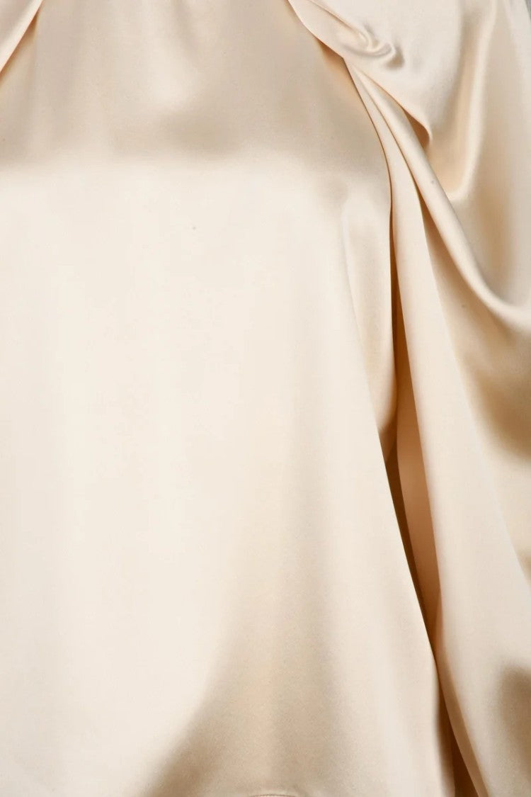 Max Mara Silk Puff Sleeve Blouse - Beige