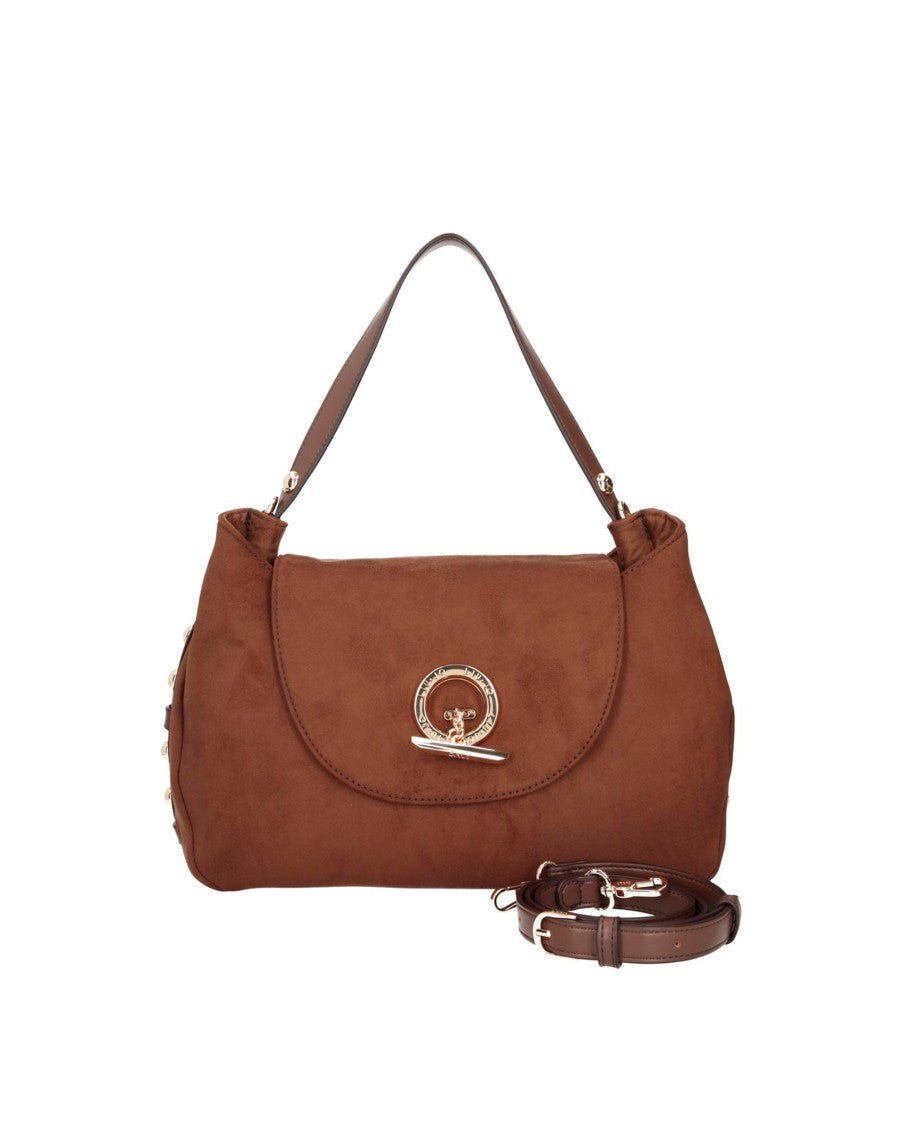 Liu Jo Medium Tobacco Brown Microfiber Handbag With Detachable Strap