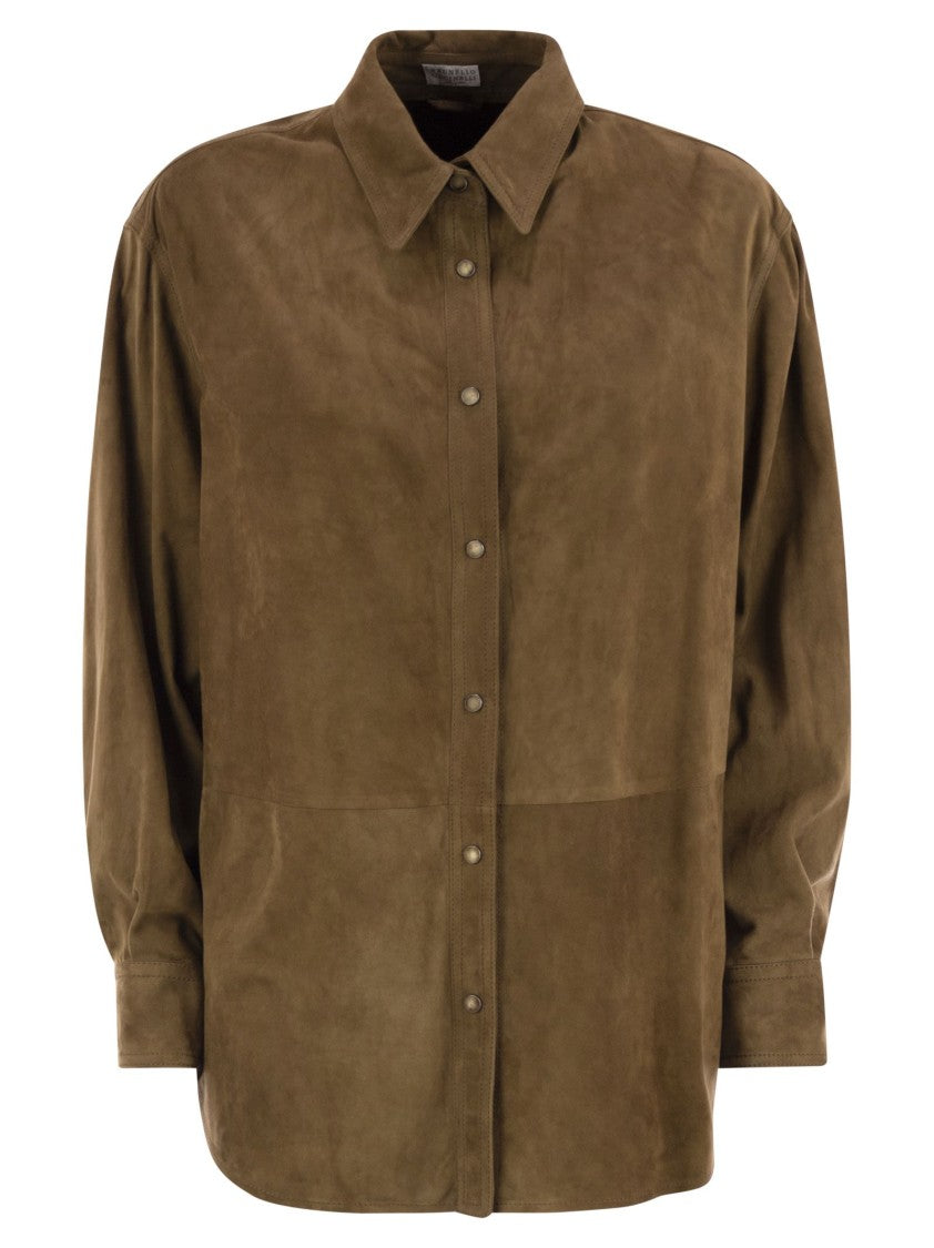 Brunello Cucinelli Suede Shirt With Jewellery