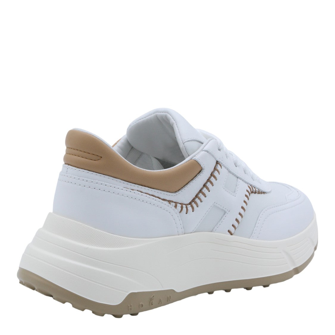 Hogan Chunky White Sneakers With Beige Accents