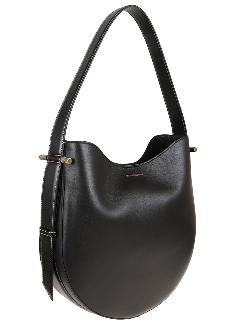 Victoria Beckham Rounded Black Calf Leather Handbag