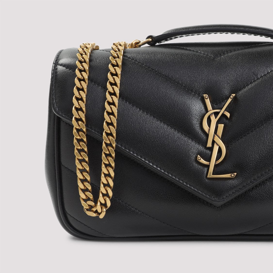 Saint Laurent Chevron Quilted Black Lamb Leather Shoulder Bag