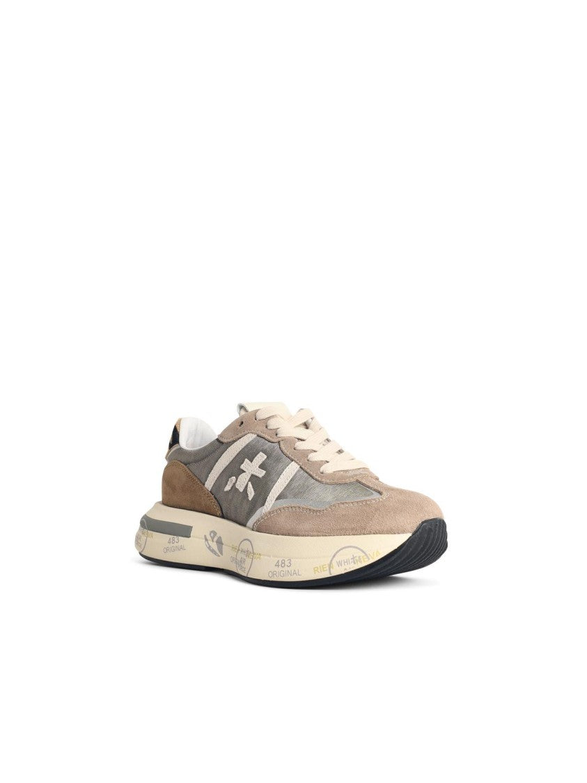 Premiata 'Cassie' Beige Leather Blend Sneakers