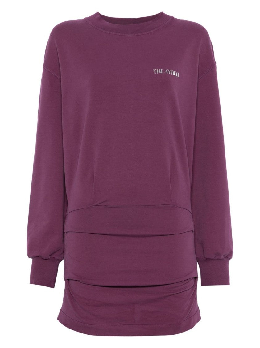 The Attico Fitted Purple Dress With Rubberised Logo Detail