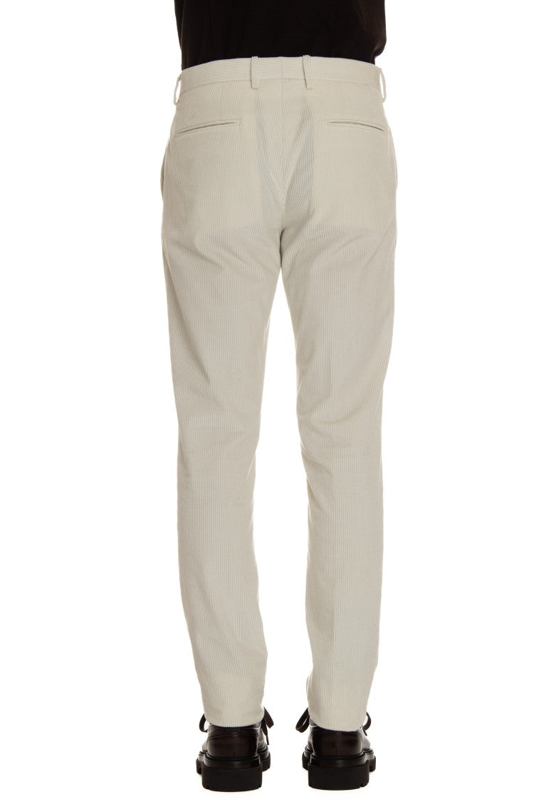 Tagliatore Wide Ribbed Corduroy Trousers With Tailored Fit