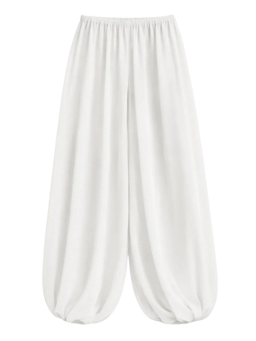 The Frankie Shop White Sheer Balloon Fabric Wide-Leg Pants