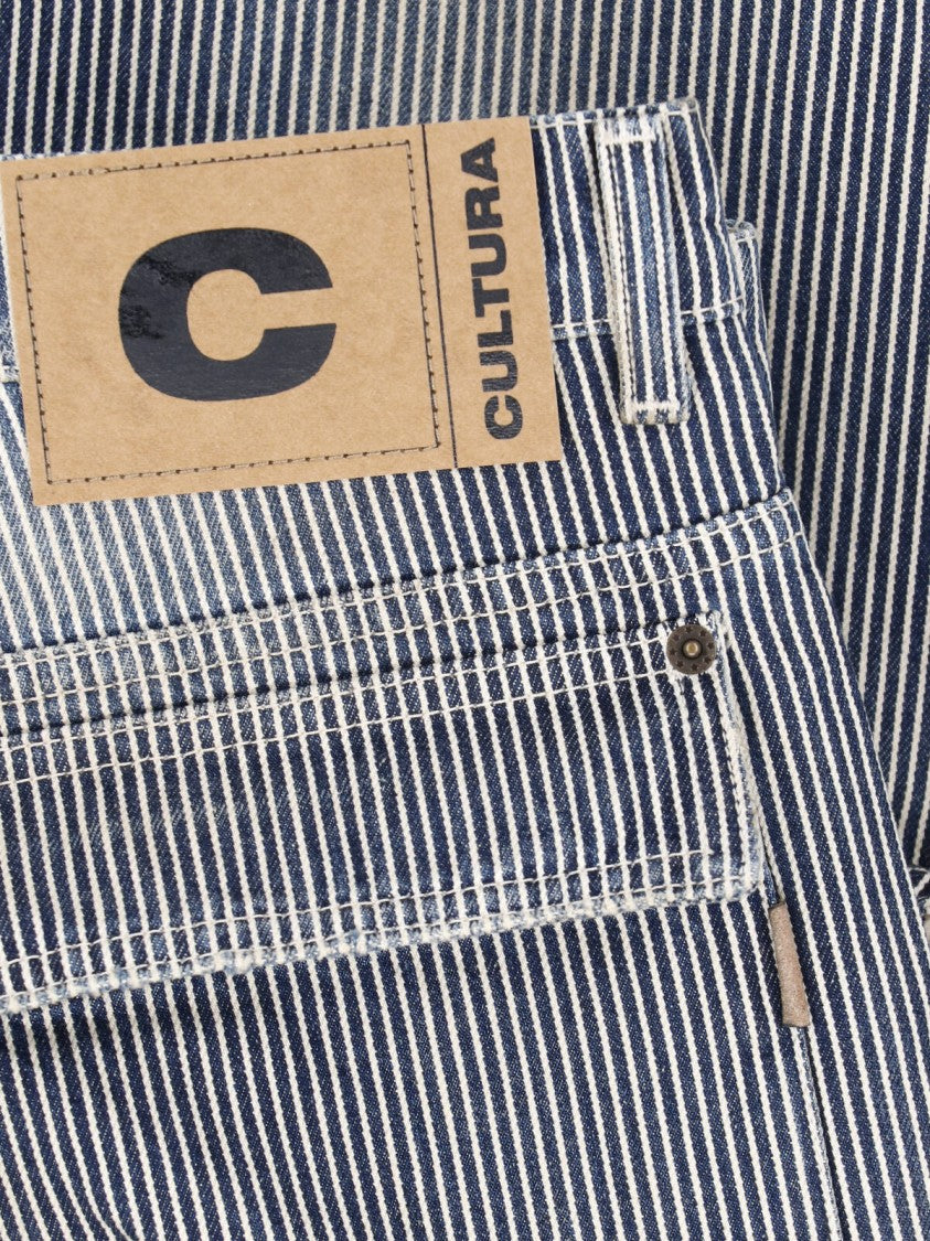 Cultura Relaxed Fit Denim Jeans With Vertical Pinstripe Pattern And Vintage Aesthetic