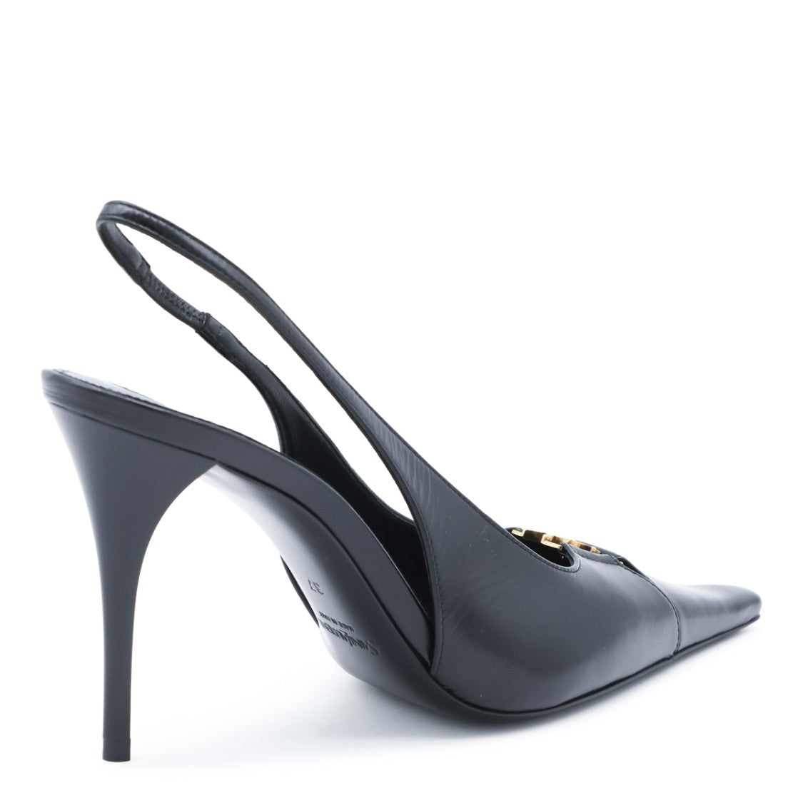 Saint Laurent Black Babylone Leather Slingback Pumps
