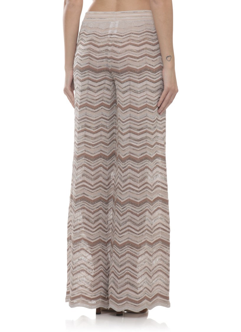 D. Exterior Lurex Geometric Straight-Leg Pants