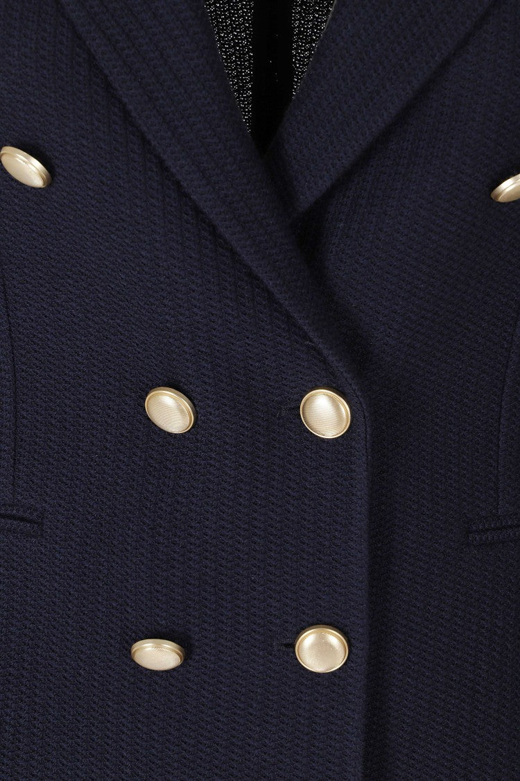 Circolo 1901 Blue Double-Breasted Wool-Blend Blazer