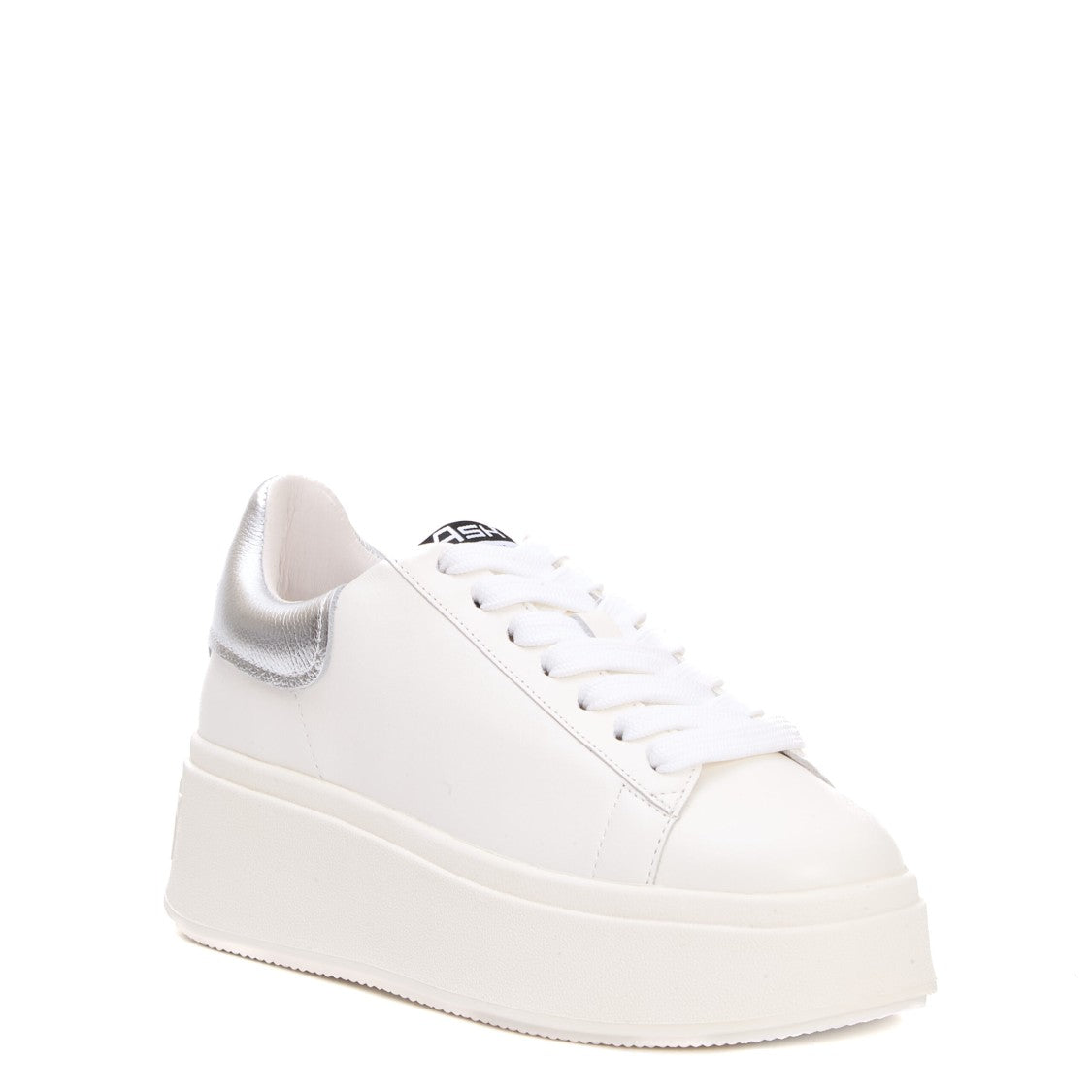 Ash White Leather Sneakers With Metallic Silver Accent