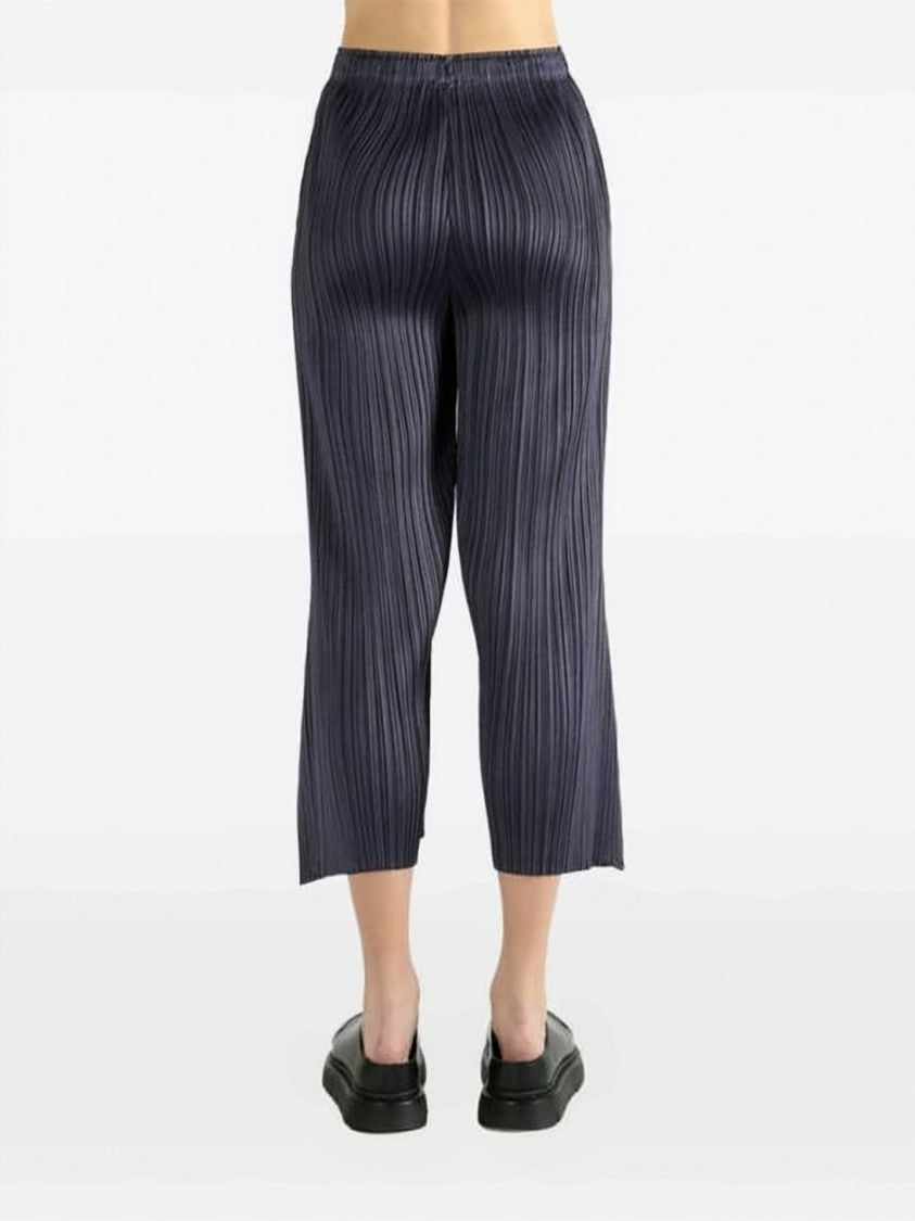 Pleats Please Wide-Leg Cropped Training Pants In Pleated Fabric