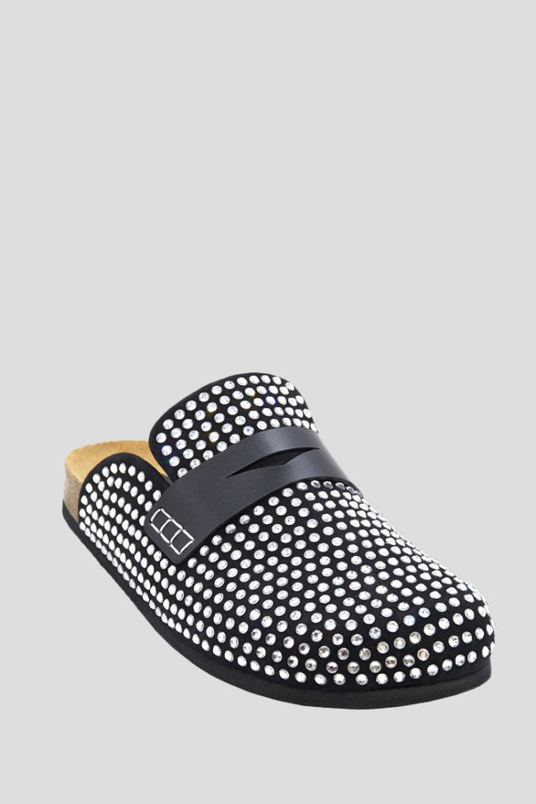 Him Co Suede And Crystal Loafer Mules