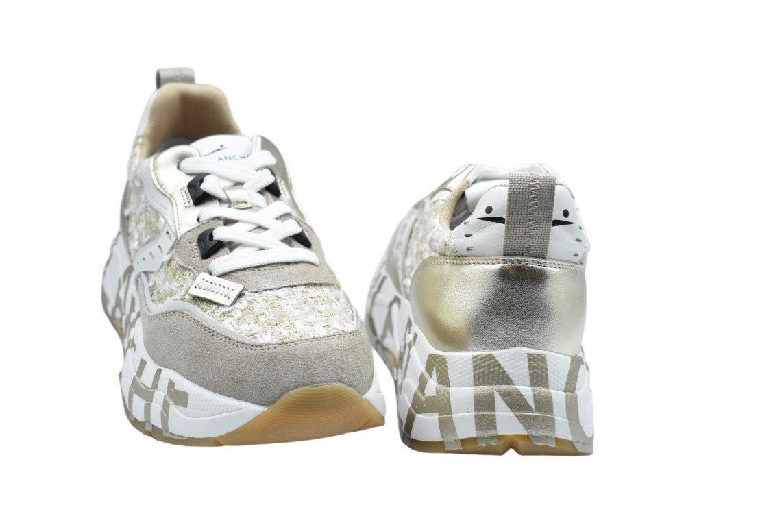 Voile Blanche Beige Technical Fabric Suede Double-Height Sneakers