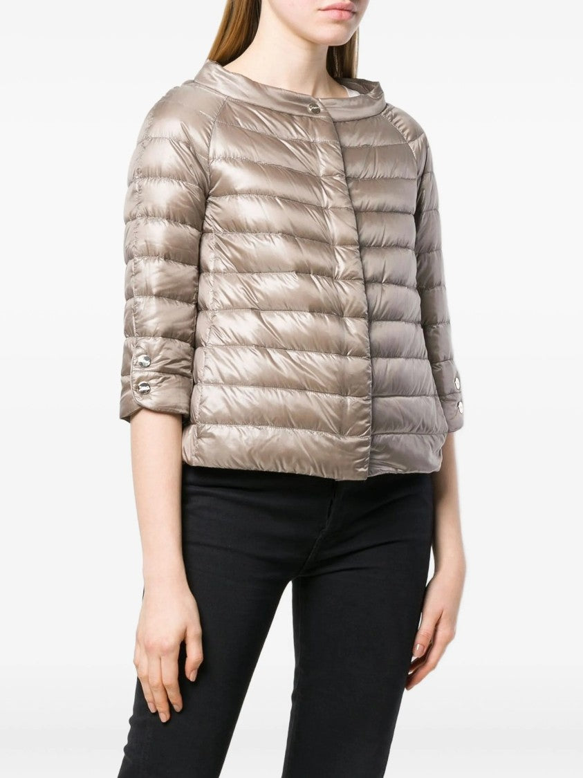 Herno Neutral Piumino Quilted Shiny Cropped Jacket