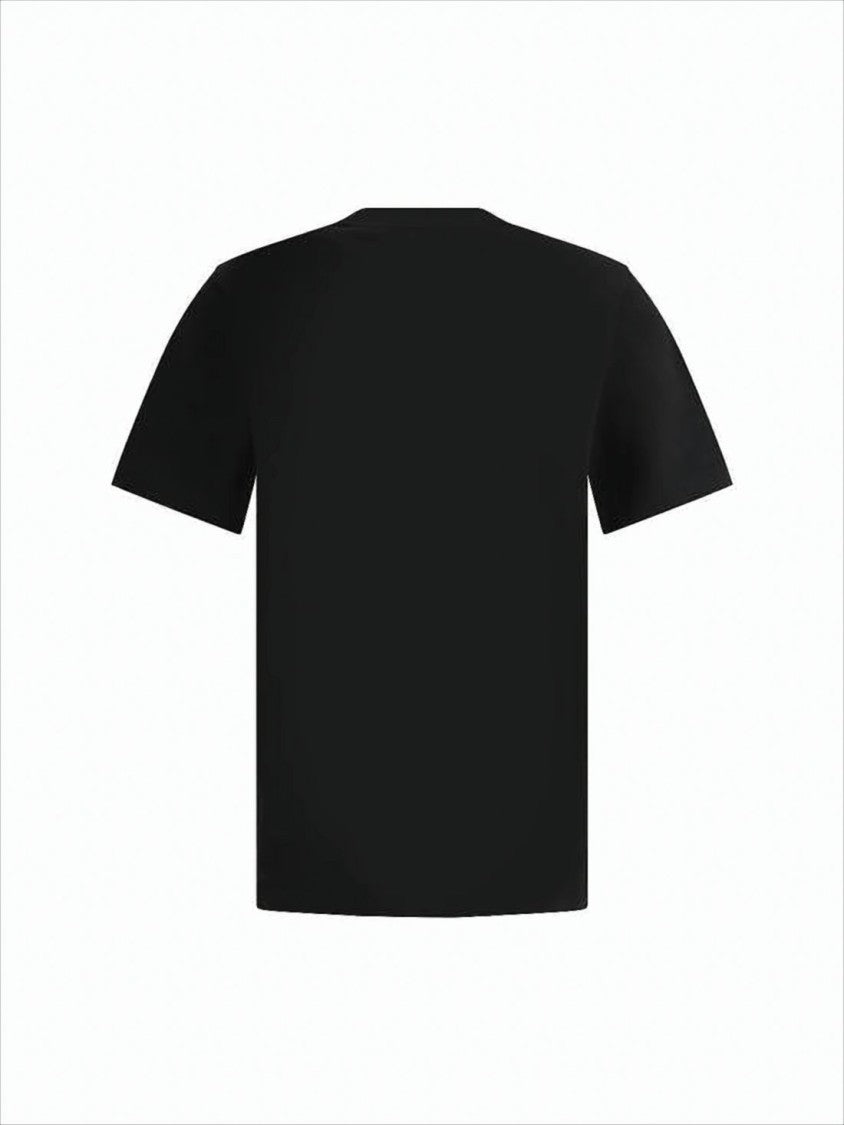 Moncler Short-Sleeved Black Cotton T-Shirt With Flap Pocket And Logo Patch