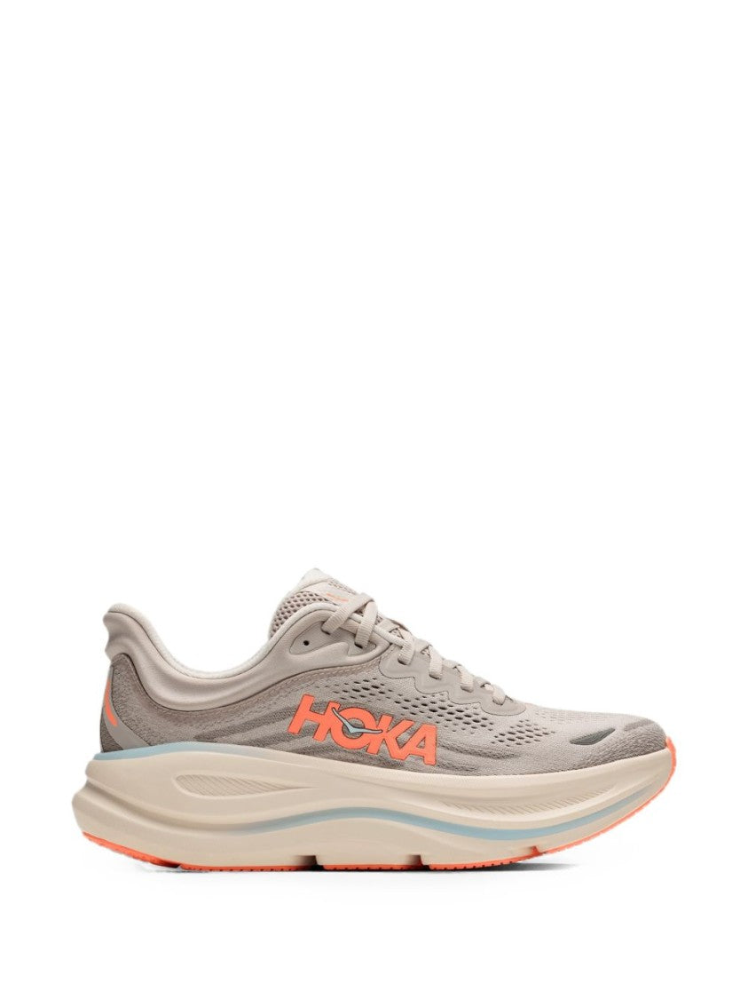 Hoka Beige Streamlined Coral Accents Sneakers