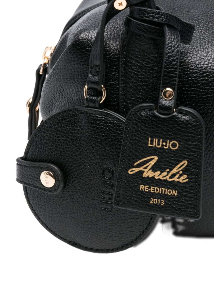 Liu Jo Textured Black Handbag With Gold-Tone Accents