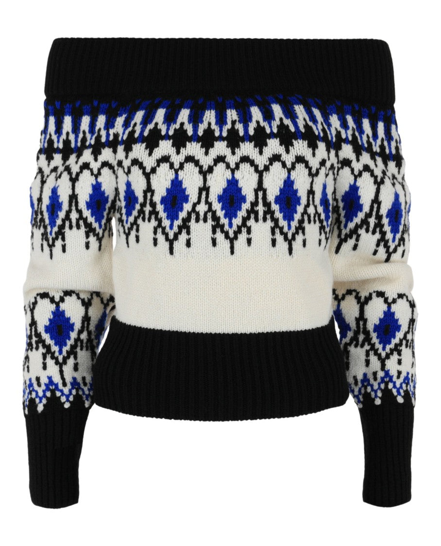 Alexander Mcqueen Geometric Fair Isle Knit Sweater With Heart Motifs