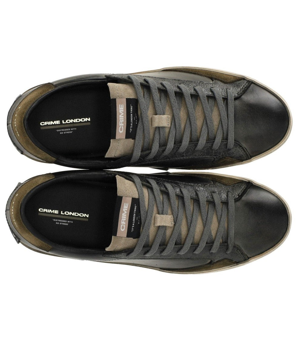 Crime London Distressed Black Sneaker