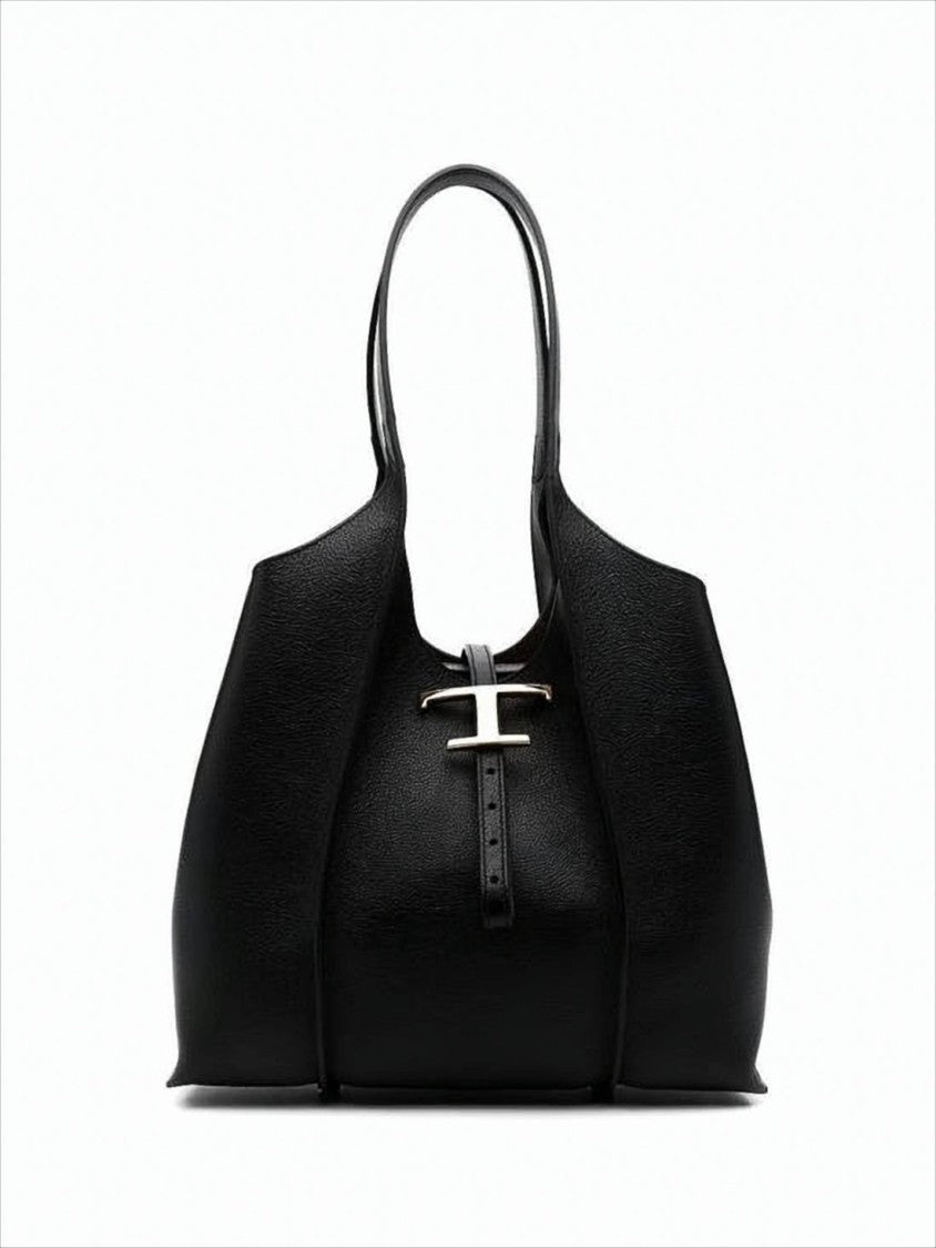 Tod's Textured Leather Structured Black Shoulder Bag