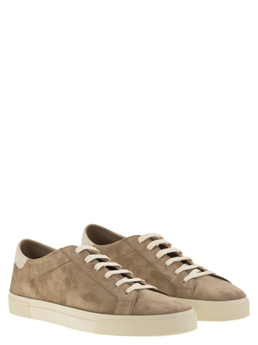 Brunello Cucinelli Slim Suede Trainers With Iridescent Detailing