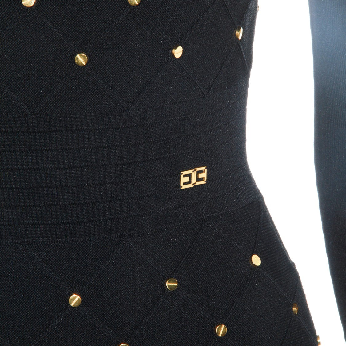 Elisabetta Franchi Studded Mini Dress With Round Collar