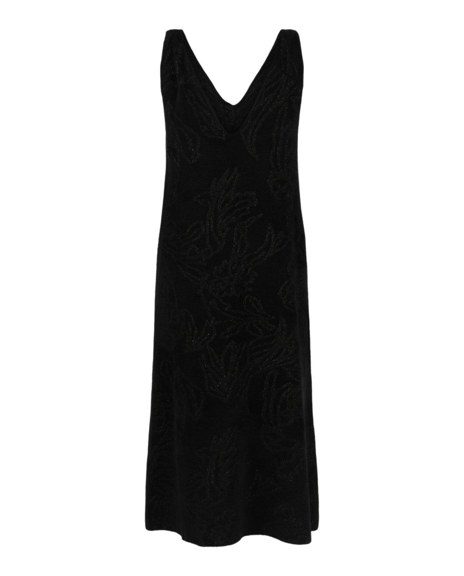 Ferragamo Floral Fil Coupé Midi Dress With Chenille Construction