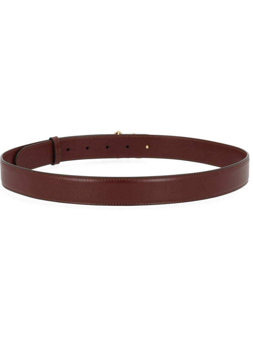 Chloé Chloe Iconic Cursive Logo Brown Leather Belt