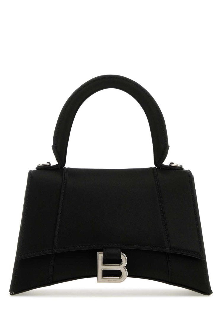 Balenciaga Black Satin Small Hourglass Handbag