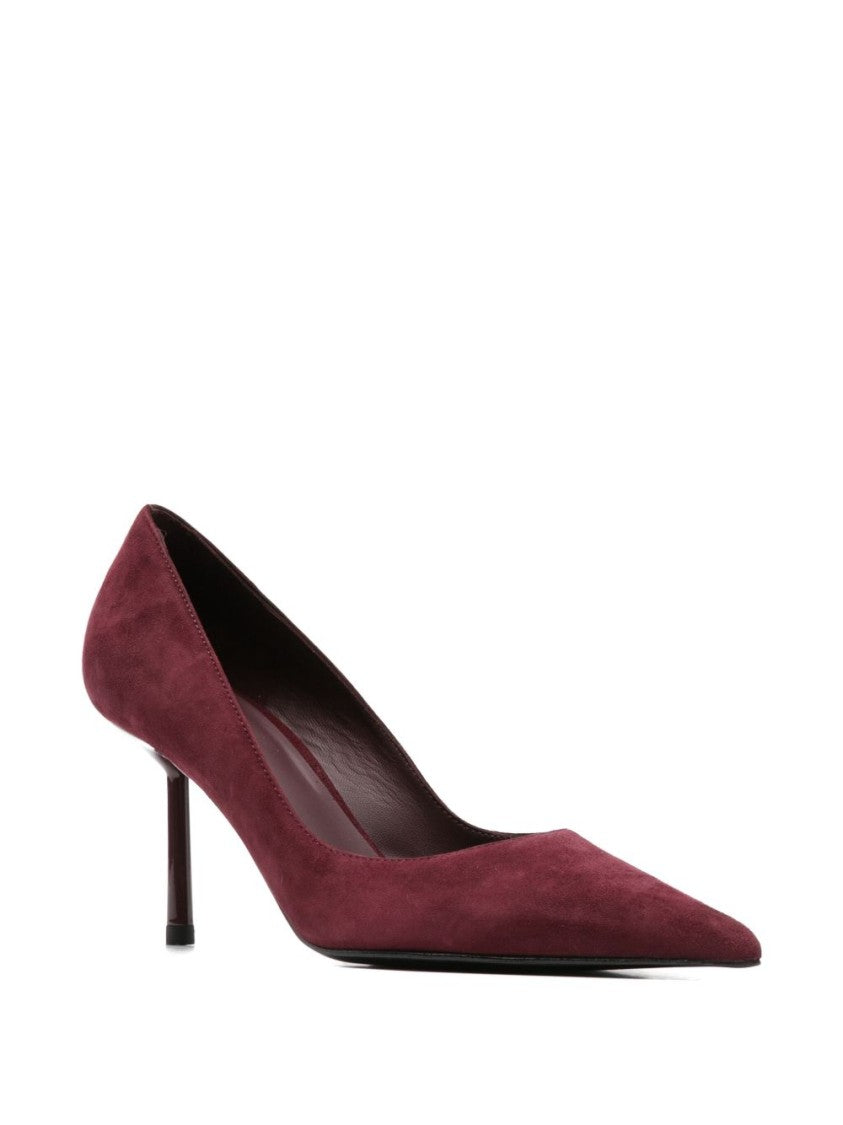 Le Silla Pointed-Toe Mid-Height Heel Pumps In Deep Burgundy